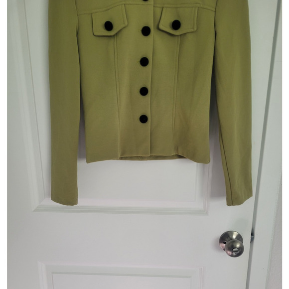 Vintage Velvet Collared Button Jacket Blazer Size 6 Green Preppy Retro Old Money - Picture 3 of 9